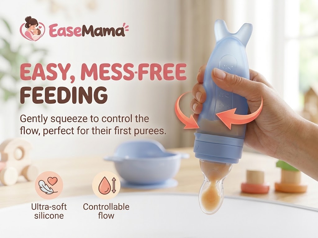 Silicone Baby Feeding Spoon with Squeeze Bottle